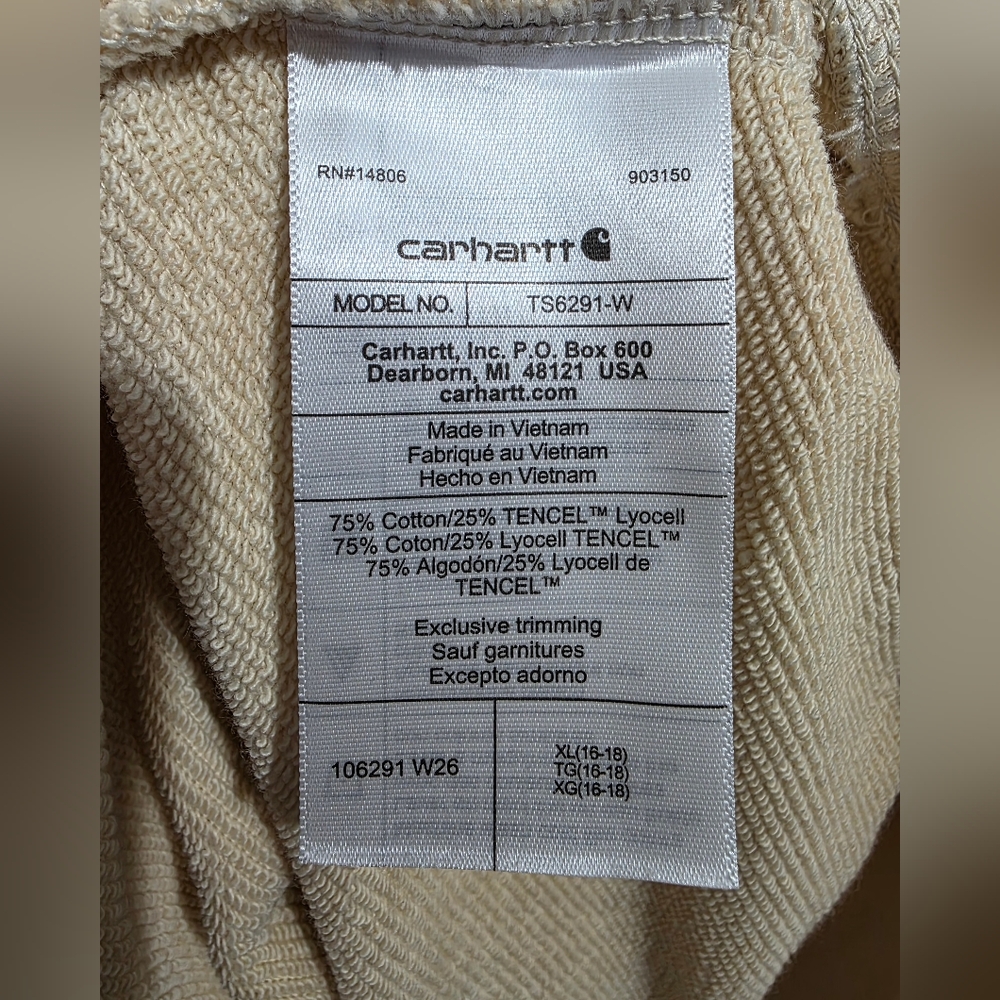 Carhartt French Terry Short Sleeve Relaxed Fit Shirt Stone Ash Women's Size XL - Picture 6 of 7